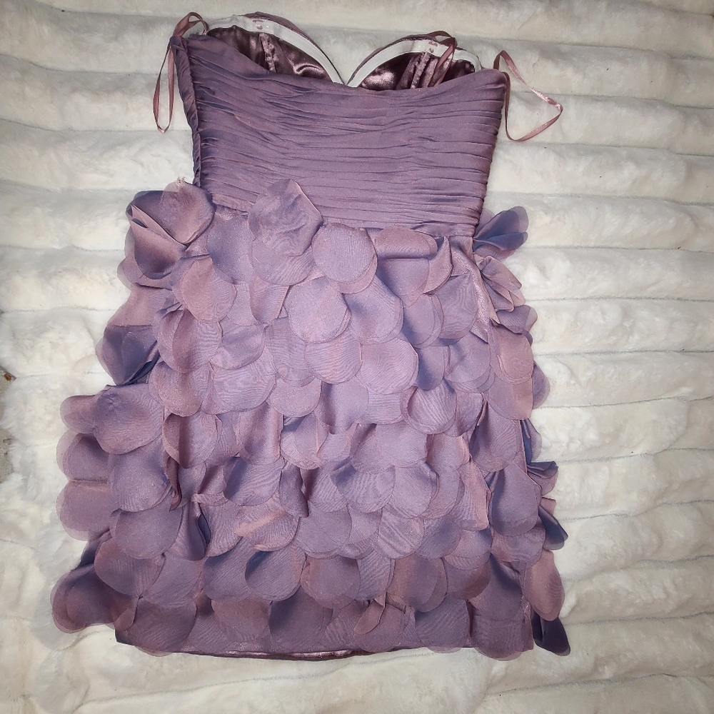 Purple Ruffled Tiered Sweetheart Mini Dress - Picture 6 of 13